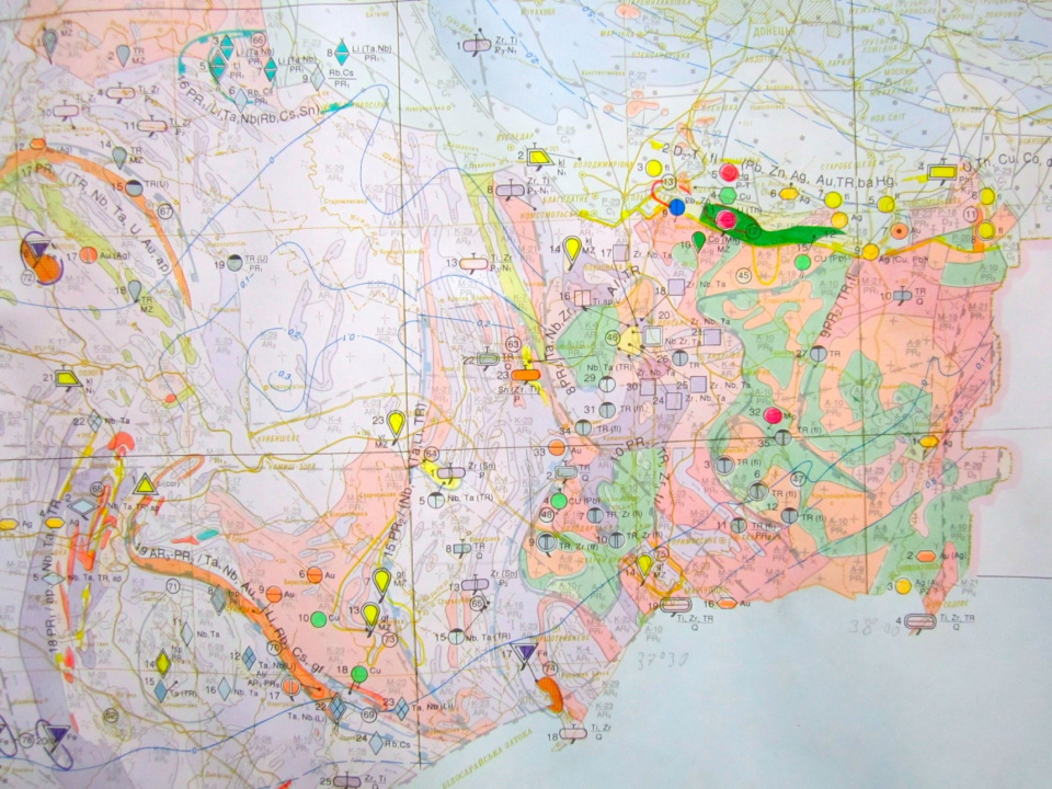 Карта полезных ископаемых юга Донецкой области